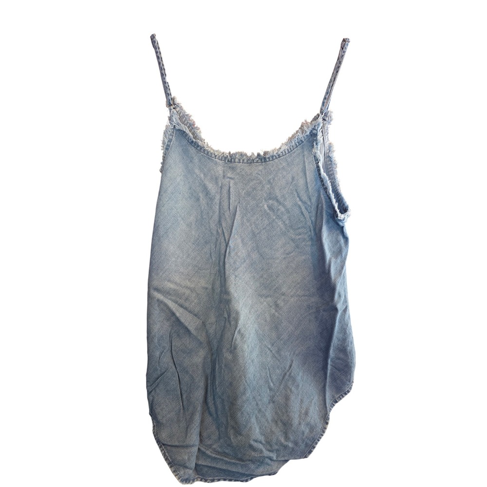Cloth & Stone Blue Tencel Lyocell Frayed V-Neck Cami Tank Top Womens Medium - Picture 5 of 5